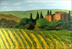 Ölbild mit Toskana Ansicht