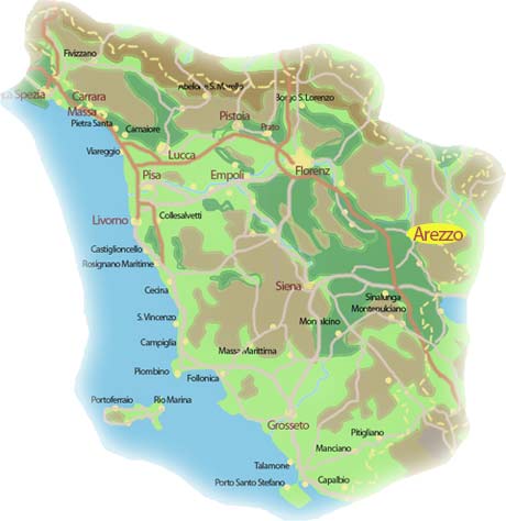 Die Stadt Arezzo in der Toskana Arezzo im Südosten der Toskana