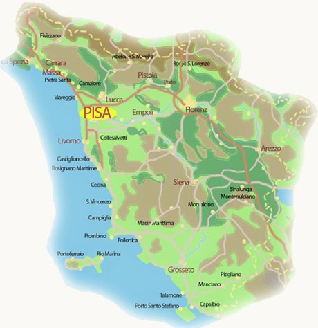 Pisa auf der Toskana-Seite Toskana Uebersicht