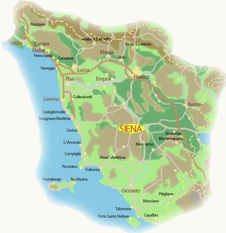 Siena auf der Karte